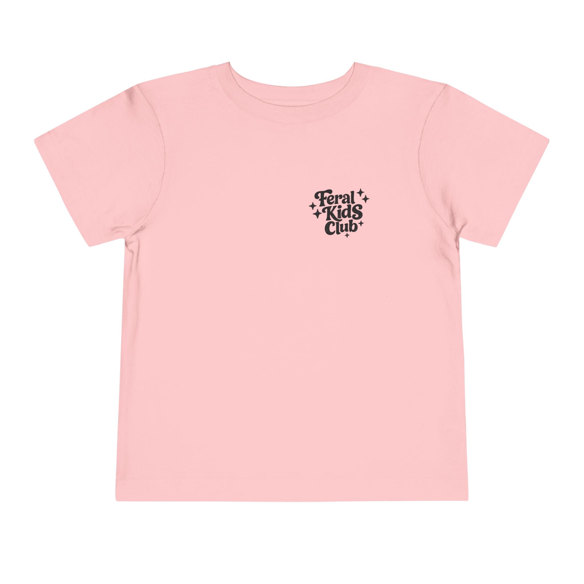 Running on Snacks Toddler Tee — “Feral Kids Club” Minimal Chest Logo