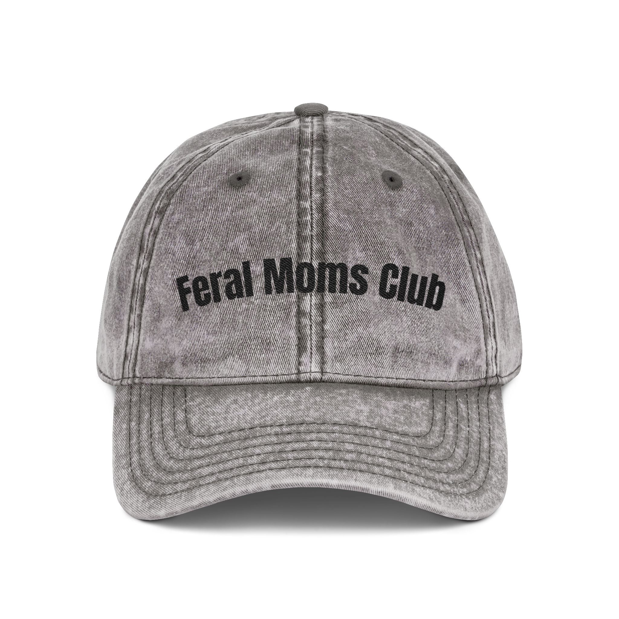 Vintage Embroidered Cap — "Feral Moms Club" Distressed Hat