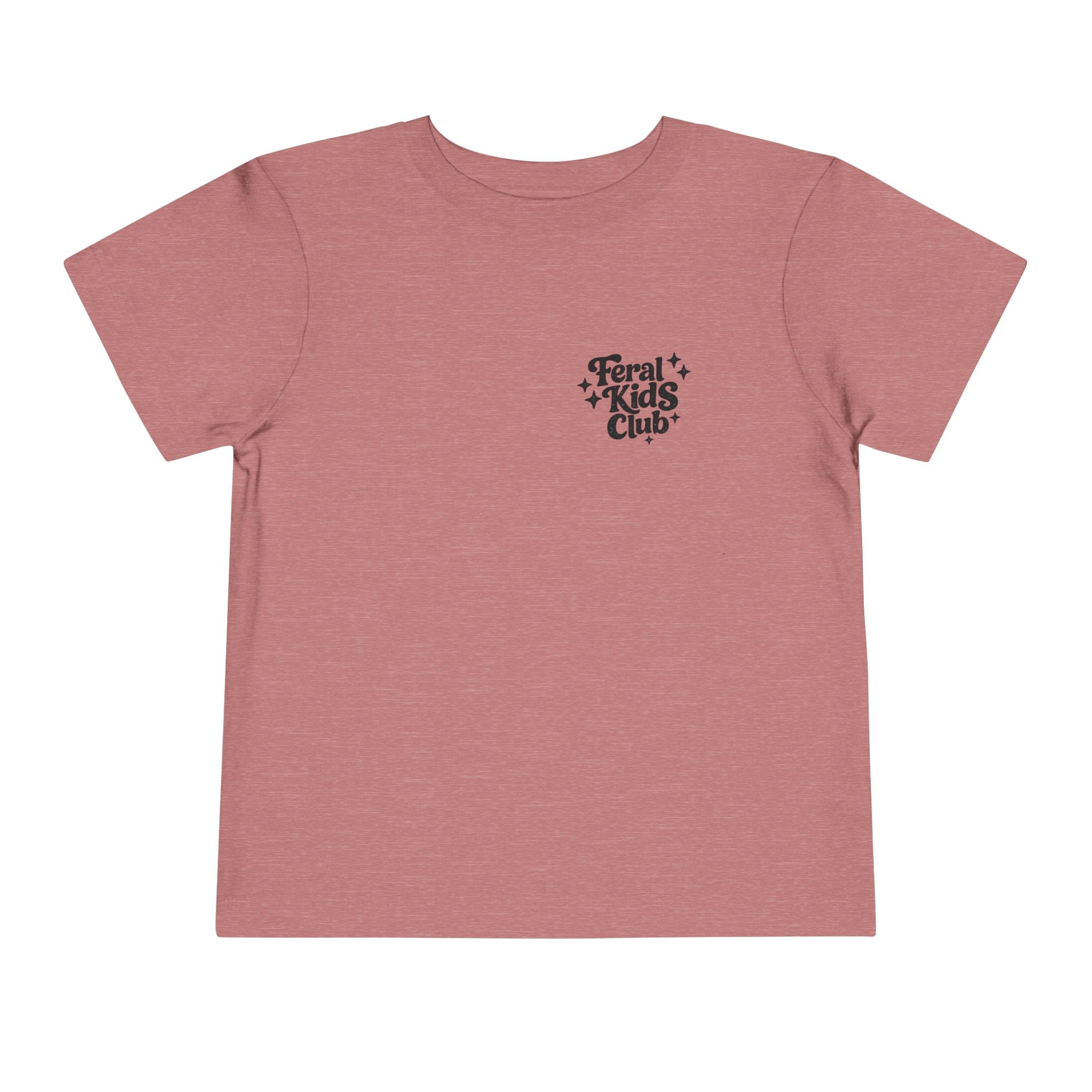 Running on Snacks Toddler Tee — “Feral Kids Club” Minimal Chest Logo