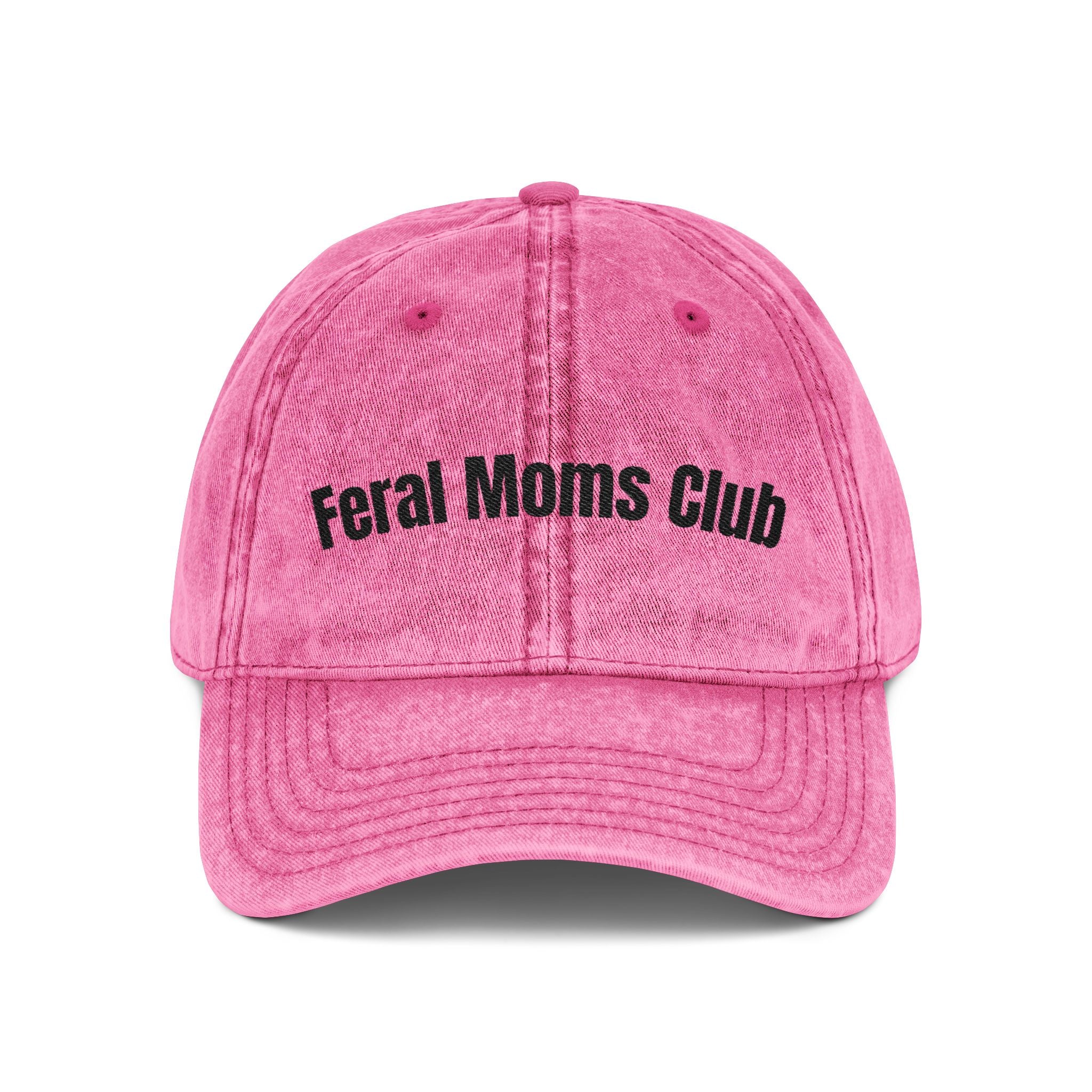 Vintage Embroidered Cap — "Feral Moms Club" Distressed Hat