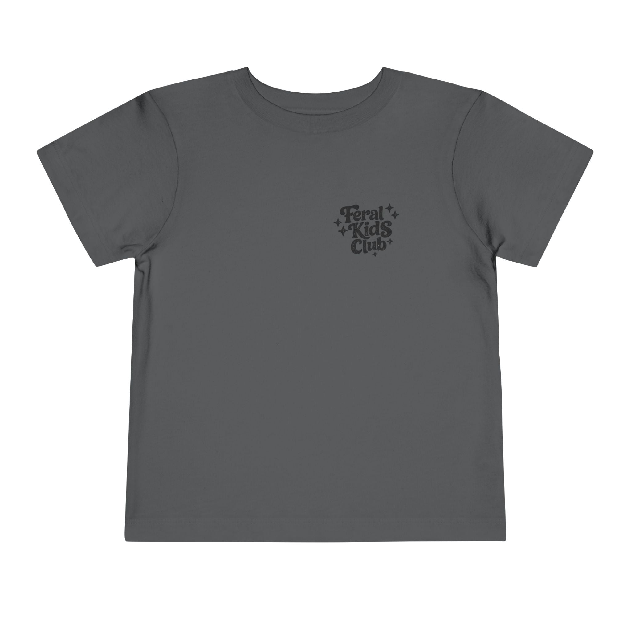 Running on Snacks Toddler Tee — “Feral Kids Club” Minimal Chest Logo
