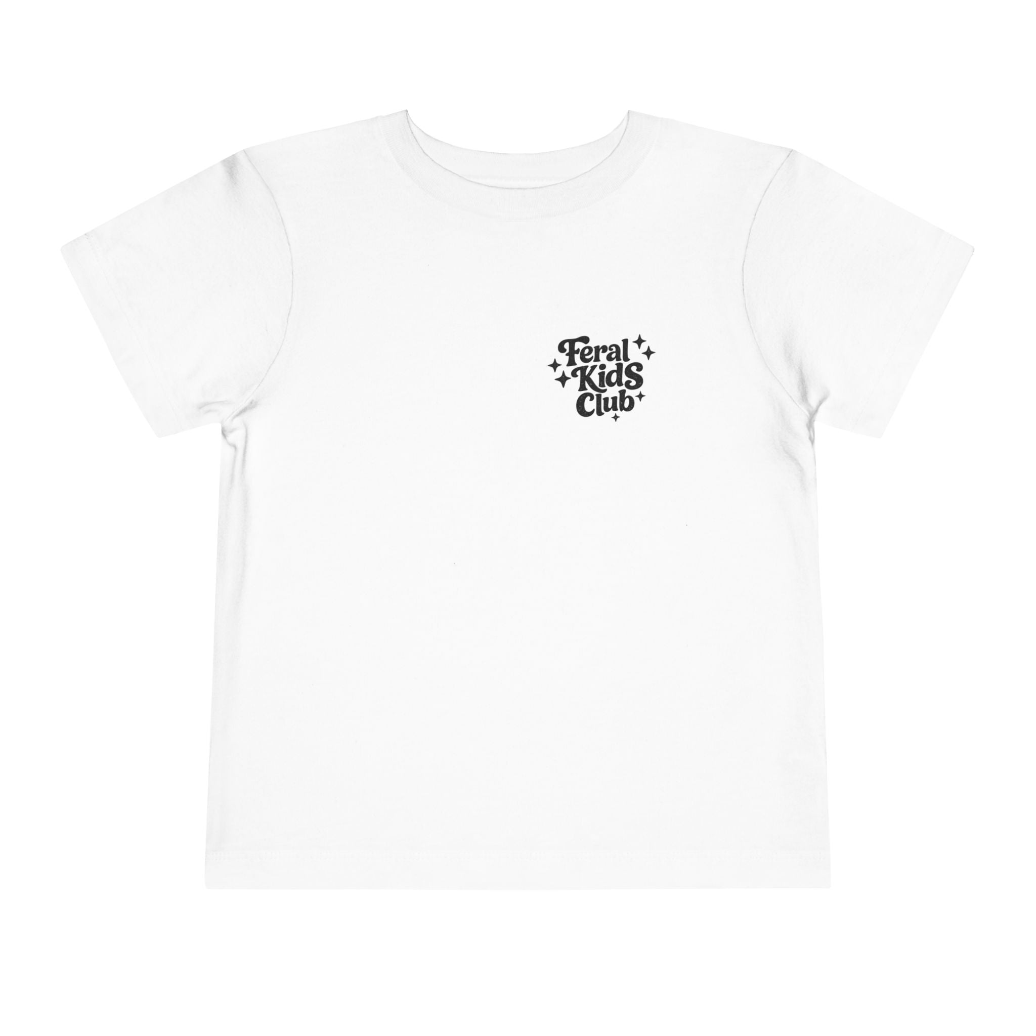 Running on Snacks Toddler Tee — “Feral Kids Club” Minimal Chest Logo