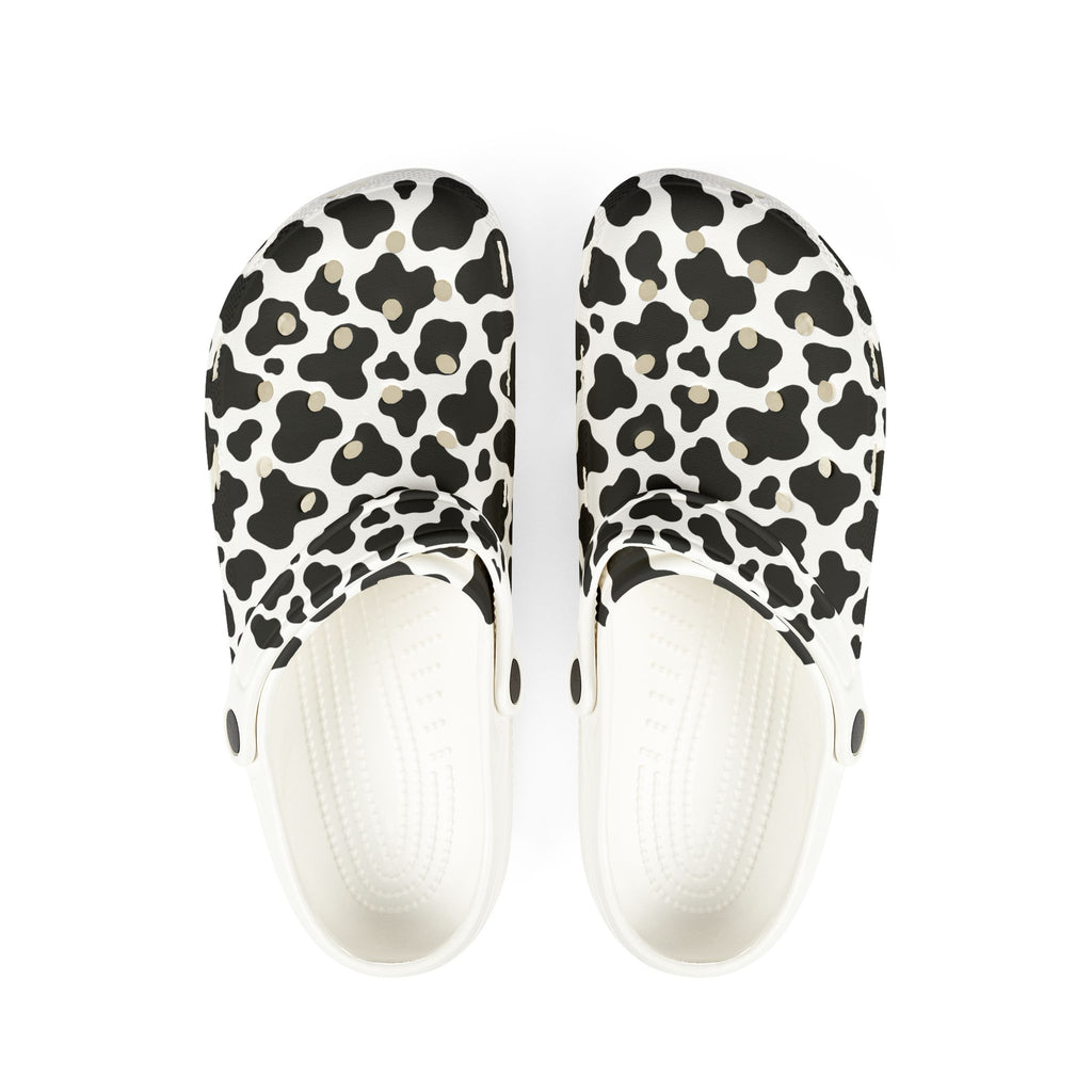 Cow Print Foam Clogs — Lightweight Slip-On Shoes