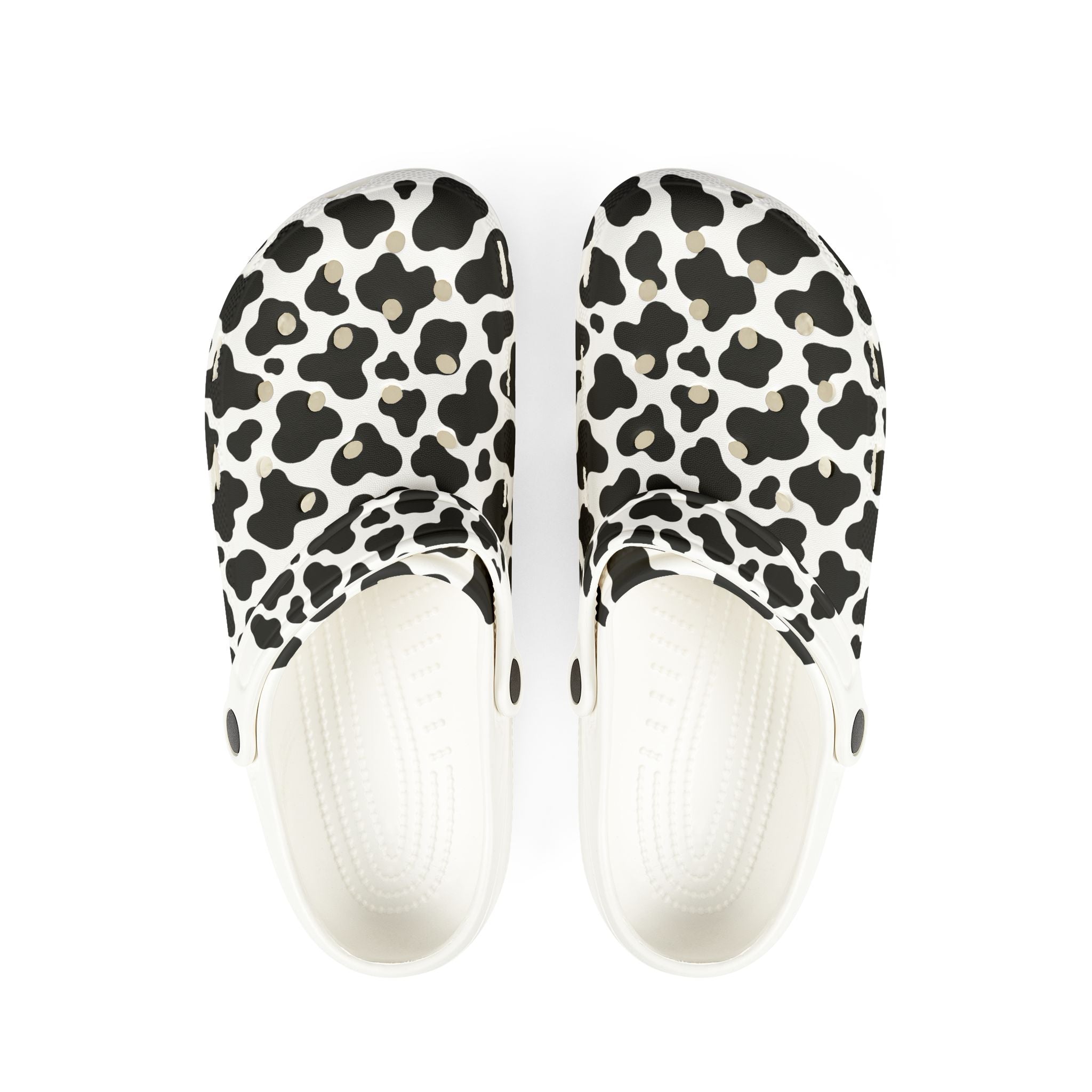 Cow Print Foam Clogs — Lightweight Slip-On Shoes