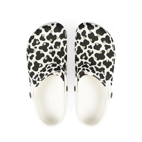Cow Print Foam Clogs — Lightweight Slip-On Shoes