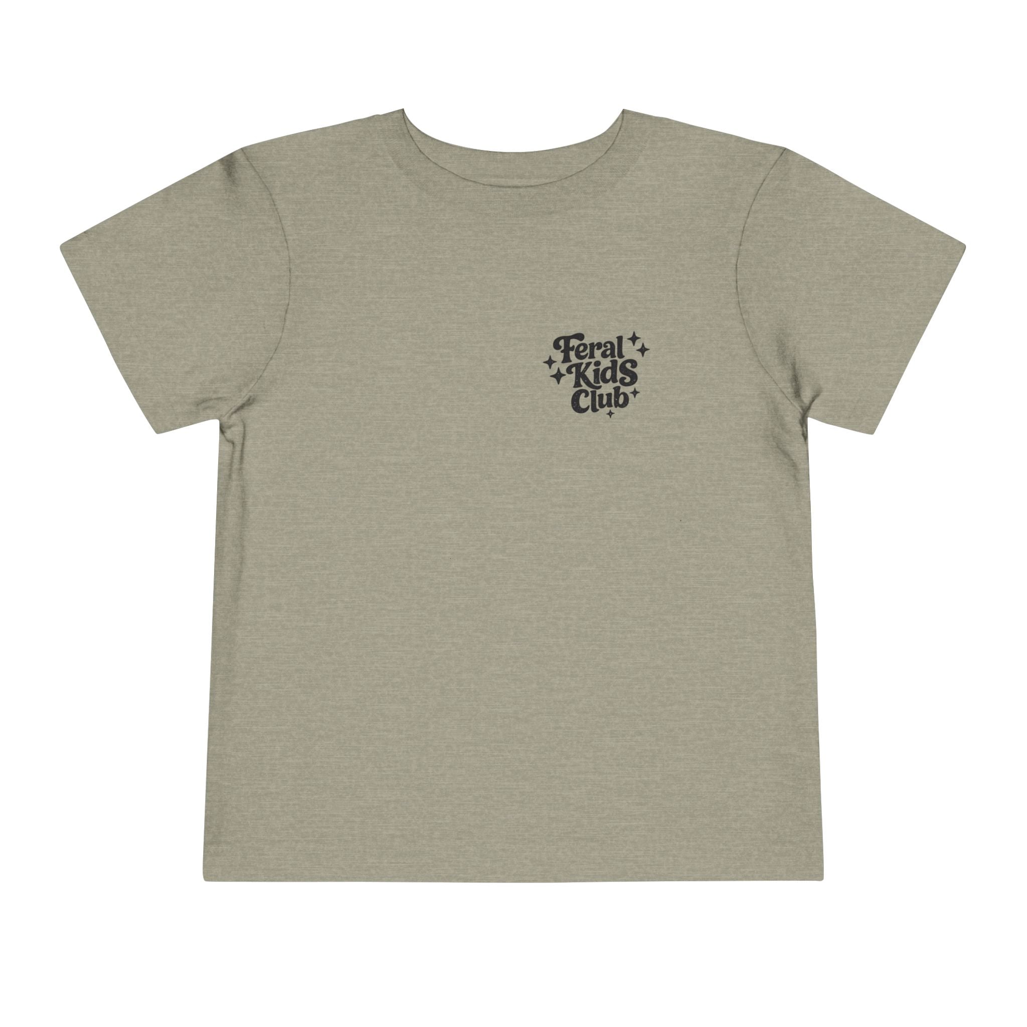 Running on Snacks Toddler Tee — “Feral Kids Club” Minimal Chest Logo