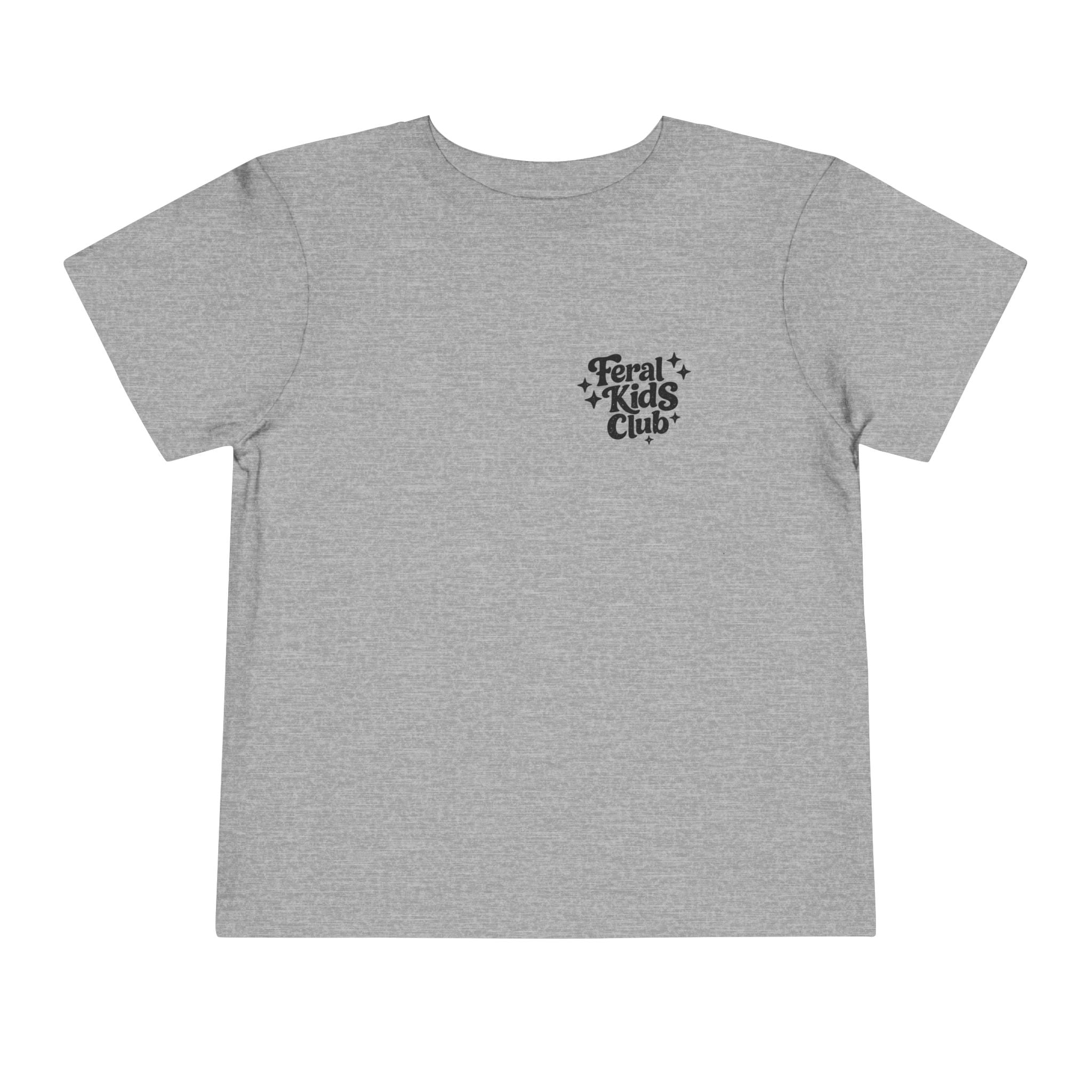 Running on Snacks Toddler Tee — “Feral Kids Club” Minimal Chest Logo
