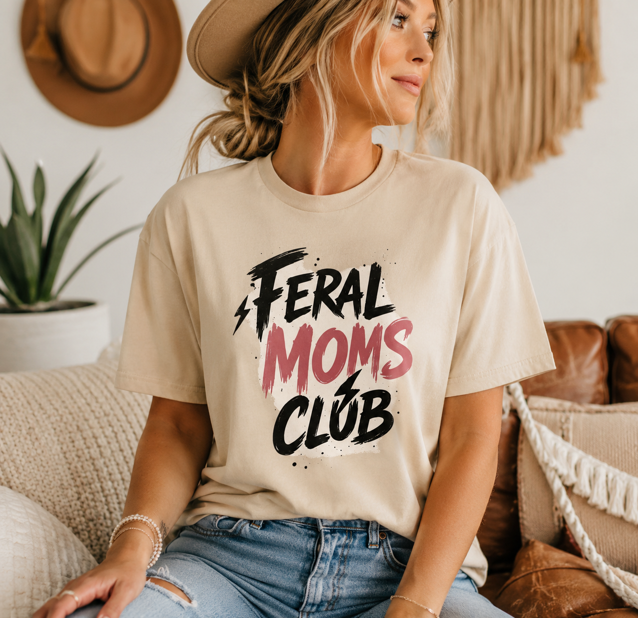 Feral Moms Club T‑Shirt — Funny Mom Gift, Bold Brushstroke Graphic Tee