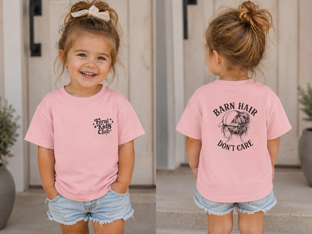 Toddler Tee — “Barn Hair Don’t Care” Farm Kids T‑Shirt (Feral Kids Club)