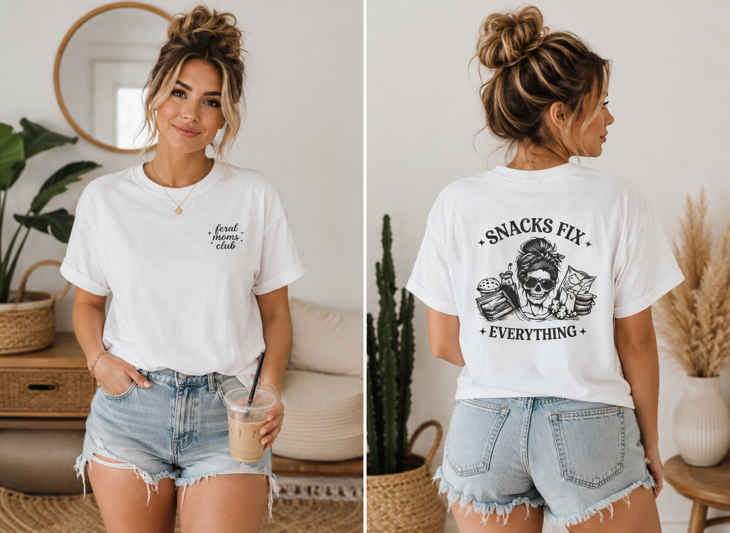 Snacks Fix Everything T-Shirt — Casual Mom Graphic Tee