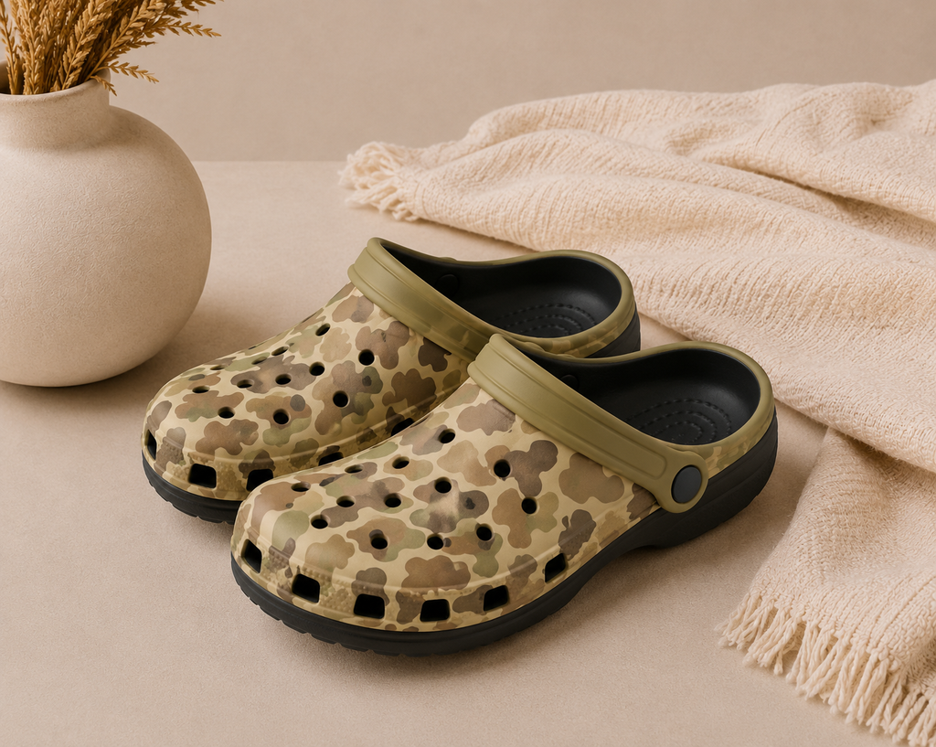 Duck Camo Print Foam Clogs — Lightweight Slip-On Shoes