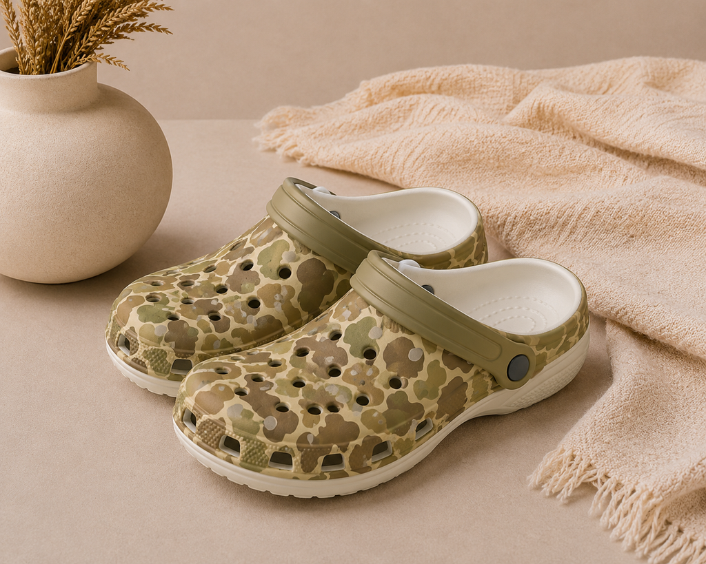 Duck Camo Print Foam Clogs — Lightweight Slip-On Shoes