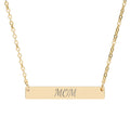 Engraved "MOM" Horizontal Bar Necklace — Personalized Mother’s Pendant
