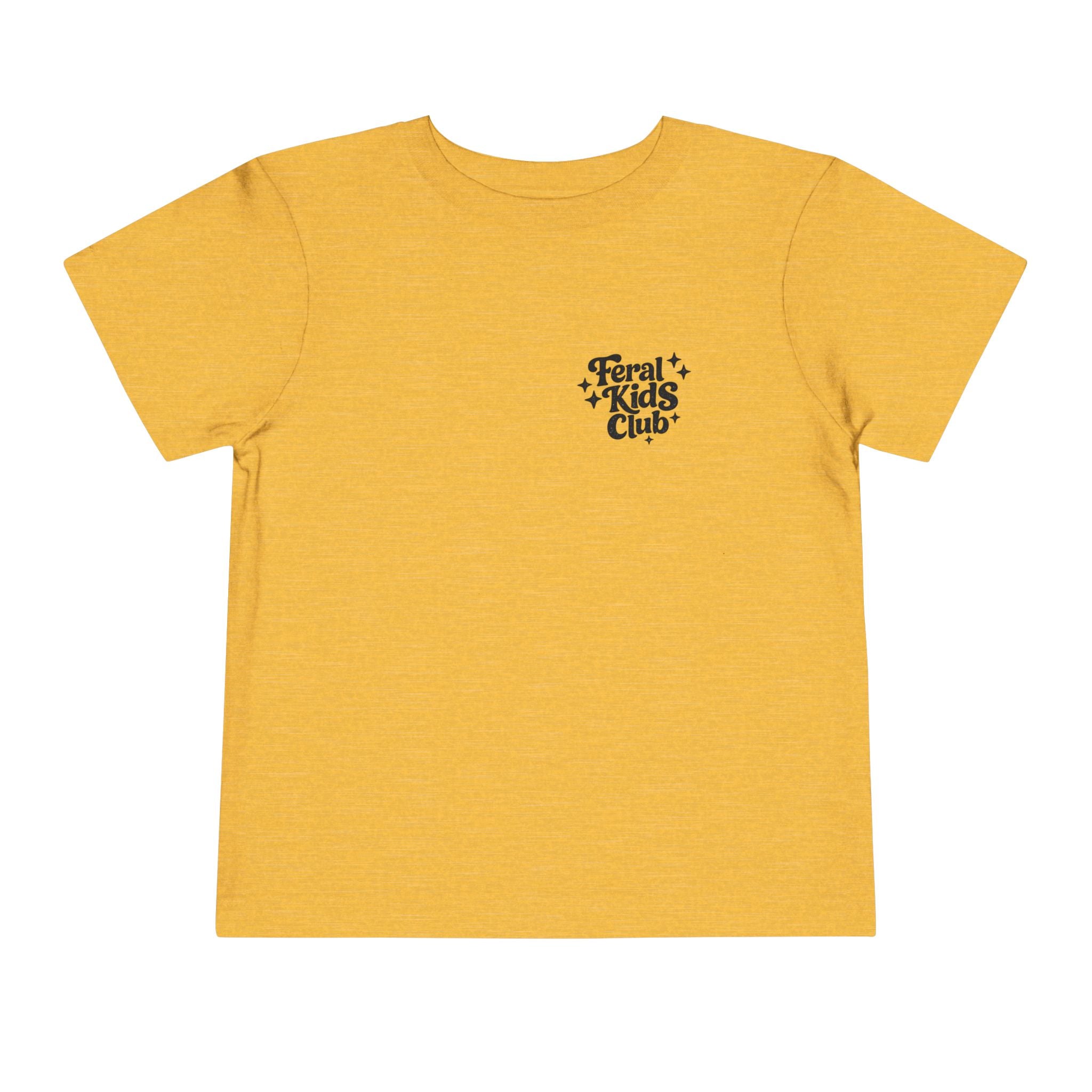 Running on Snacks Toddler Tee — “Feral Kids Club” Minimal Chest Logo
