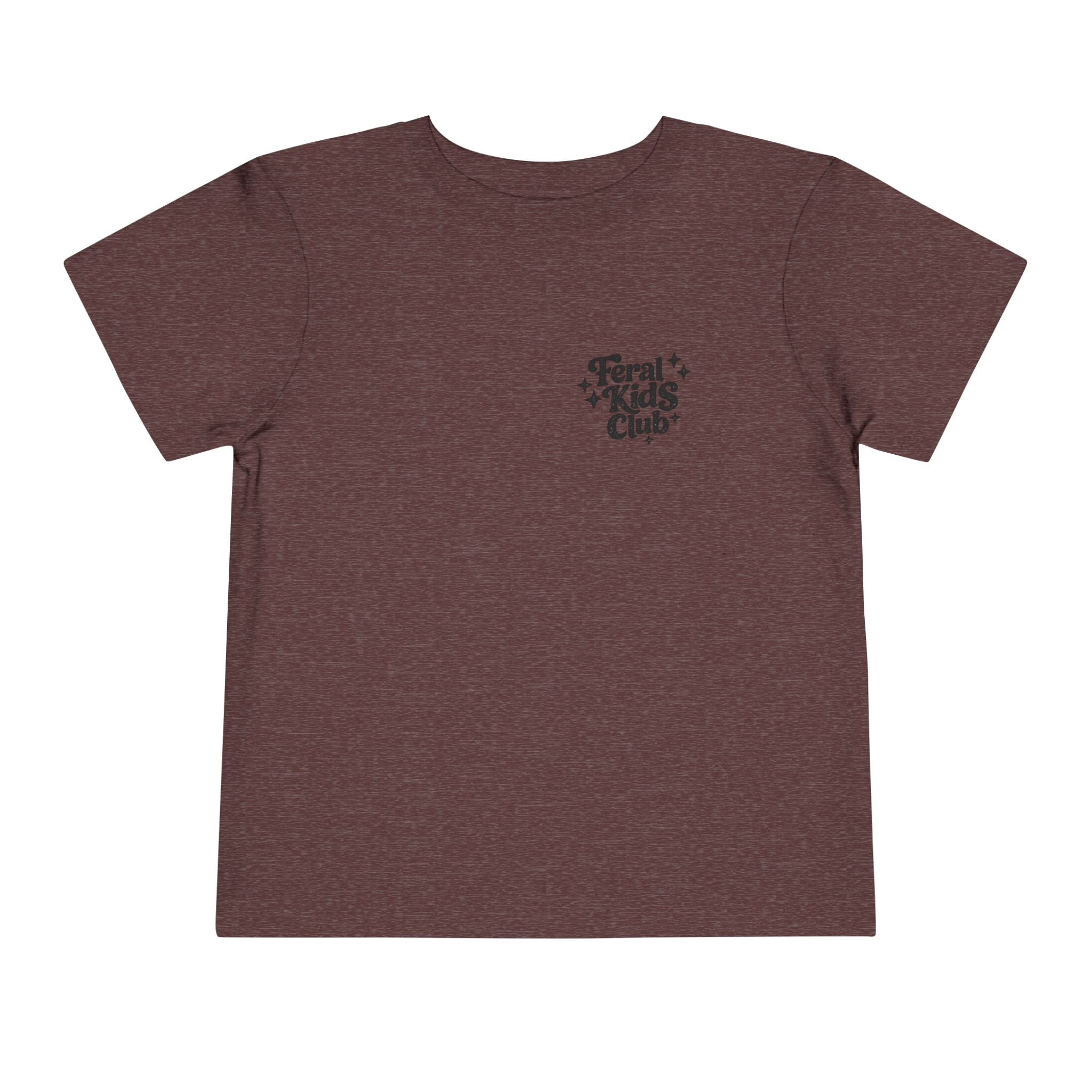Running on Snacks Toddler Tee — “Feral Kids Club” Minimal Chest Logo