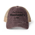 "Put in on my Husband's Tab" Women's Washed Mesh-Back Cap