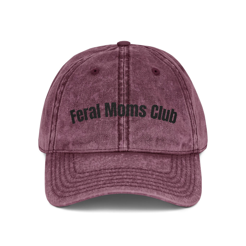Vintage Embroidered Cap — "Feral Moms Club" Distressed Hat